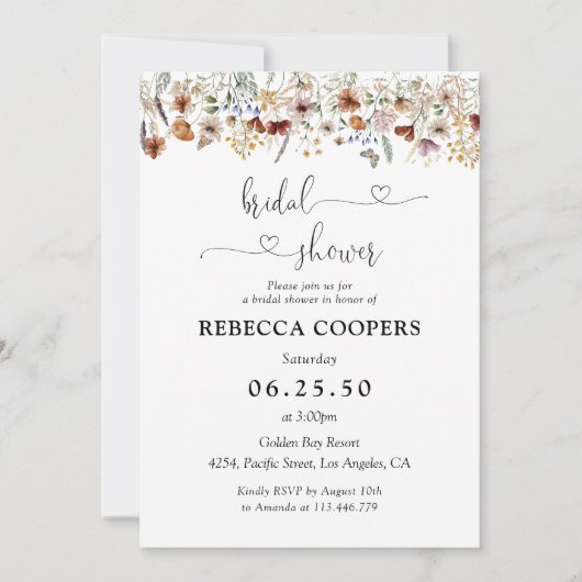 Tiny Wildblume Bridal Dusche Einladung (Vorderseite)