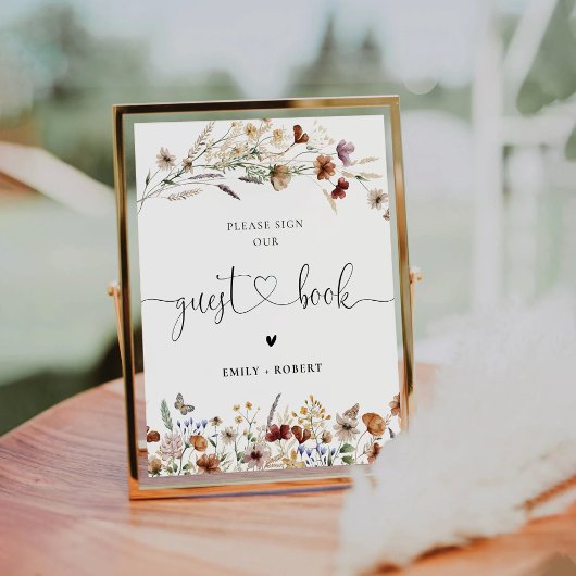 Tiny Wildblume Guest Book Sign Sockelschild