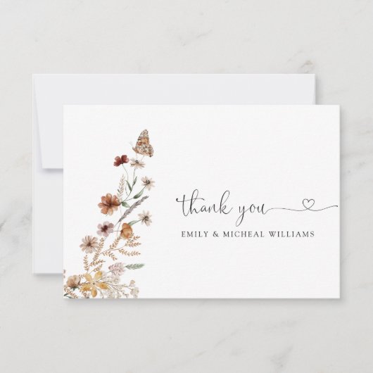 Tiny Wildblume Hochzeit Flat Danke Karte (Vorderseite)