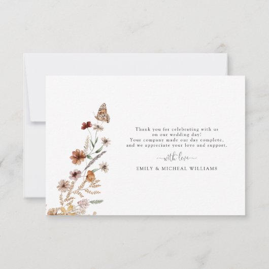 Tiny Wildblume Hochzeit Flat Danke Karte (Rückseite)