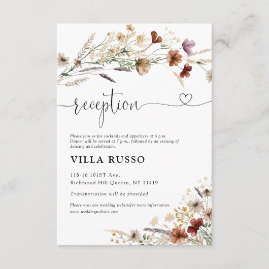 Tiny Wildblume Hochzeitsticket Begleitkarte (Vorderseite)