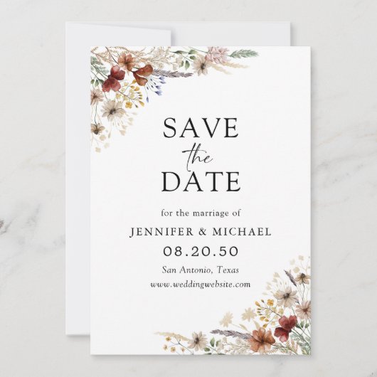 Tiny Wildblume Save the Date Card (Vorderseite)