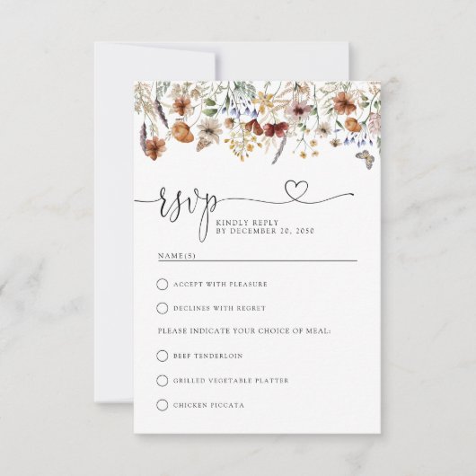 Tiny Wildblume Wedding RSVP Card (Vorderseite)