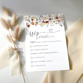 Tiny Wildblume Wedding RSVP Card Karte