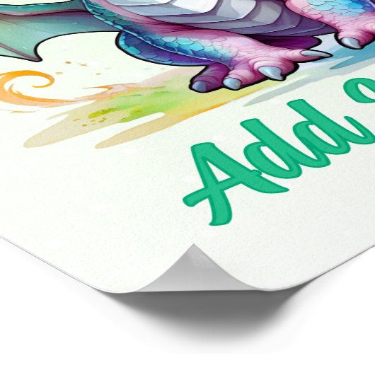 Tiny Wings Dragon – Personalized Kids Wall Art Poster (Ecke)
