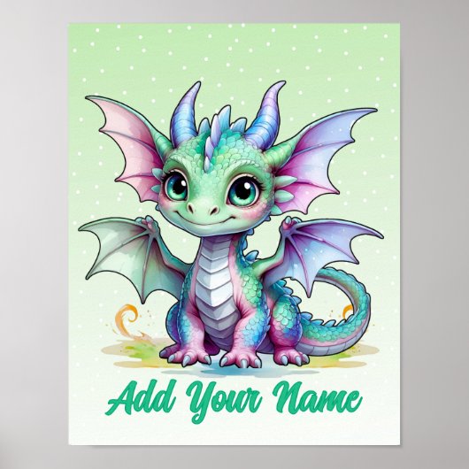 Tiny Wings Dragon – Personalized Kids Wall Art Poster (Vorne)