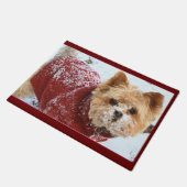 Tiny Yorkie in Snow Fußmatte (Schrägansicht)