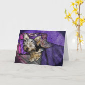 Tiny Yorkie Sleeping Angel Halo Memorial Art Karte (Gelbe Blume)