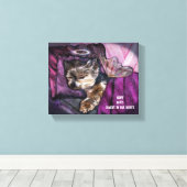 Tiny Yorkie Sleeping Angel Halo Memorial Art Leinwanddruck (Insitu (Holzboden))