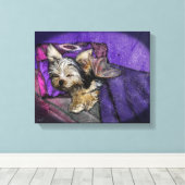 Tiny Yorkie Sleeping Angel Halo Memorial Art Leinwanddruck (Insitu (Holzboden))