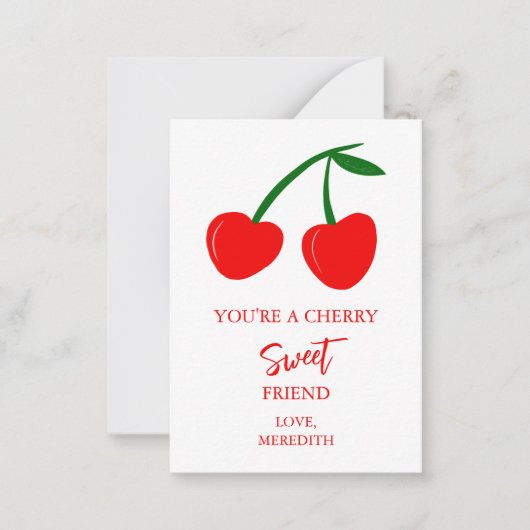 Tiny you are a Cherry Sweet Friend Valentines Mitteilungskarte (Vorderseite)