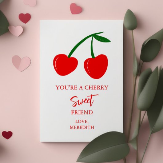 Tiny you are a Cherry Sweet Friend Valentines Mitteilungskarte