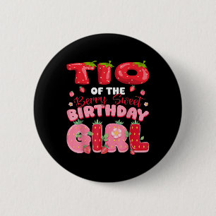 Tio of the Berry Sweet Birthday Girl Strawberry Pa Button