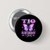 Tio Of The Birthday Girl Butterfly Funny Family Button (Vorne & Hinten)