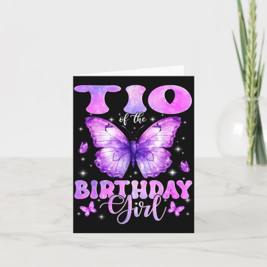 Tio Of The Birthday Girl Butterfly Funny Family Karte (Vorderseite)