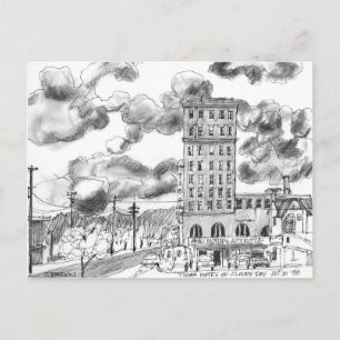 Tioga Hotel am bewölkten Tag, Coos Bay, Oregon Postkarte