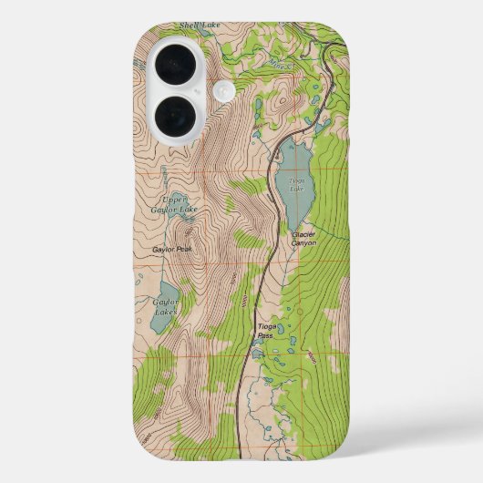 Tioga Pass, Kalifornien Topographische Karte Case-Mate iPhone Hülle (Rückseite)