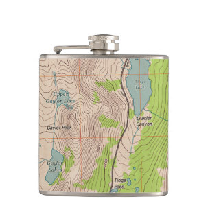 Tioga Pass, Kalifornien Topographische Karte Flachmann