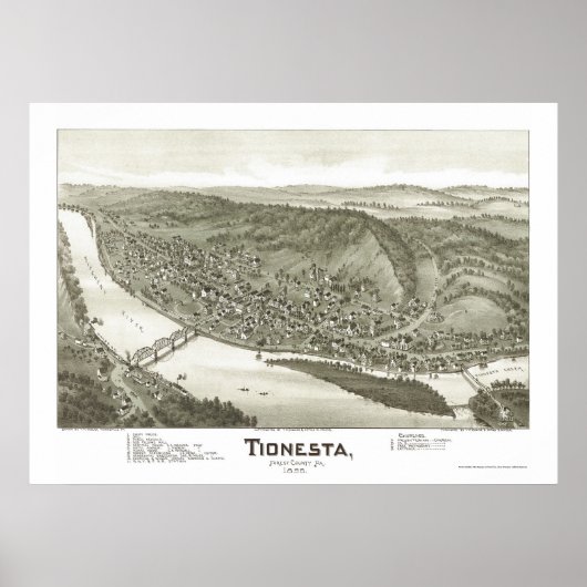 Tionesta, PA Panorama Karte - 1896 Poster (Vorne)