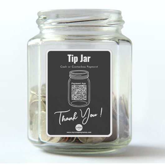 Tip Jar, Custom QR Code Payment App, Black Vinyl Aufkleber