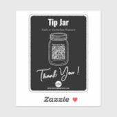 Tip Jar, Custom QR Code Payment App, Black Vinyl Aufkleber (Blatt)