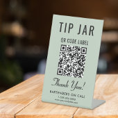 Tip Jar QR Code Sage Green Tabletop Sockelschild
