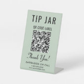 Tip Jar QR Code Sage Green Tabletop Sockelschild (Vorderseite)