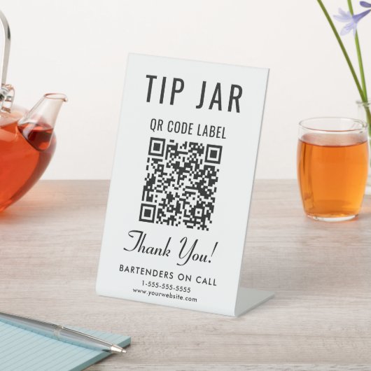 Tip Jar QR Code Tabletop Sockelschild (In SItu)