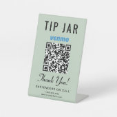 Tip Jar Venmo QR Code Sage Green Tabletop Sockelschild (Vorderseite)