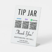 Tip Jar Venmo Zelle Cashapp QR Codes Sockelschild (Vorderseite)
