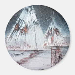 Tipi auf dem ersten Schnee der Ebenen Magnet