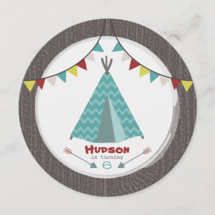 Tipi Birthday Party Runde einladen Türkis Einladung