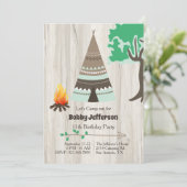 Tipi Camp Out Geburtstagsparty Einladung (Stehend Vorderseite)