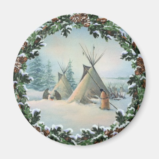 TIPI CAMP SQUAW & BOUGHS by SHARON SHARPE Magnet (Vorne)