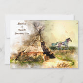 Tipi und Indian Pony Boho Horse Teepee Wedding Einladung (Vorderseite)