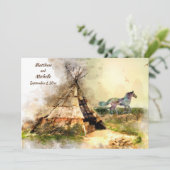 Tipi und Indian Pony Boho Horse Teepee Wedding Einladung (Stehend Vorderseite)