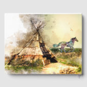 Tipi und Indian Pony Boho Horse Teepee Wedding Gästebuch (Rückseite)