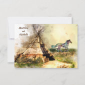 Tipi und Indian Pony Boho Horse Teepee Wedding RSVP Karte (Rückseite)