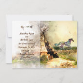 Tipi und Indian Pony Boho Horse Teepee Wedding Save The Date (Rückseite)