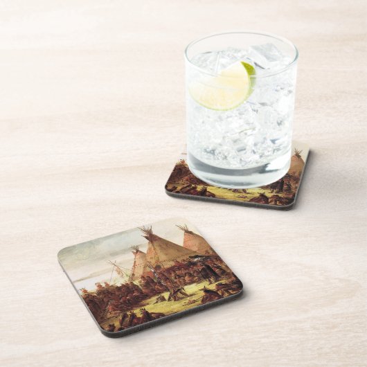 Tipis Sioux War Council George Catlin Circa 1850 Getränkeuntersetzer (Rechte Seite)