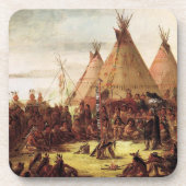 Tipis Sioux War Council George Catlin Circa 1850 Getränkeuntersetzer (Vorderseite)