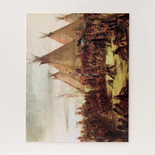 Tipis Sioux War Council George Catlin Circa 1850 Puzzle (Vertikal)