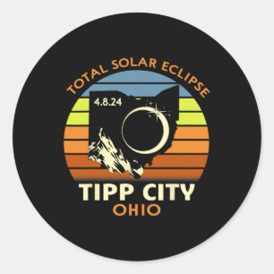 Tipp City Ohio Total Solar Eclipse 2024 Runder Aufkleber