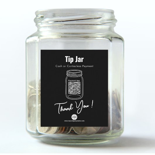 Tipp Jar, Custom QR Code Payment App, schwarz Weinetikett