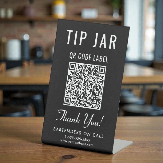 Tipp Jar QR Code Black Tabletop Sockelschild