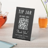 Tipp Jar QR Code Black Tabletop Sockelschild (In SItu)