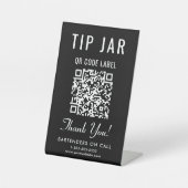 Tipp Jar QR Code Black Tabletop Sockelschild (Vorderseite)