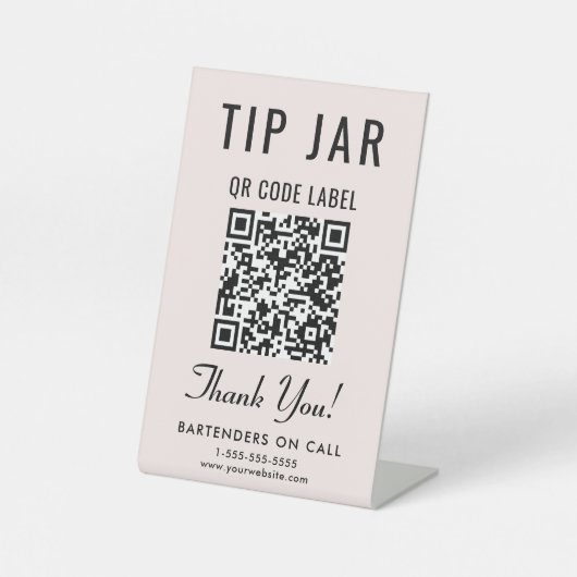 Tipp Jar QR Code Rosa Tablette Sockelschild (Vorderseite)