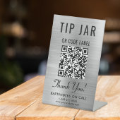 Tipp Jar QR Code Silver Tabletop Sockelschild