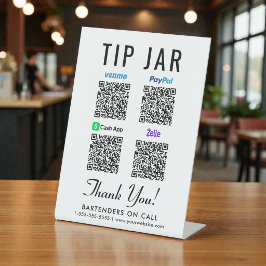 Tipp Jar QR Code Venmo Paypal Cashapp Zelle Sockelschild